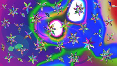 Mavi ve mor renklerde. Çiçekli güzel suluboya desen. Raster illüstrasyonu.