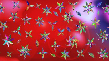 Hediye ambalaj kağıdı, tebrik kartları, posterler ve pankart tasarımı. Raster düz çiçek çizim deseni. Kırmızı ve pembe renkte çiçekler.