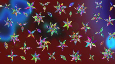 Soyut etnik raster çizim kalıbı. Kabile sanatı boho baskısı, klasik çiçek arkaplanı. Arkaplan dokusu, duvar kağıdı, kırmızı ve kahverengi renkli çiçek teması.