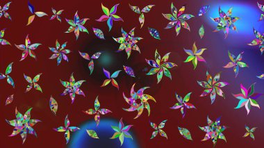 Raster Çiçek İllüstrasyonu güzel tekstil. Kırmızı ve kahverengi renkli etnik çiçeklerle zarif bir eskiz deseni..