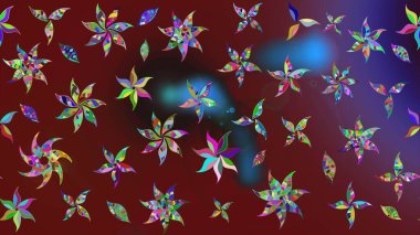 Çiçek desenli eskiz. Kırmızı ve kahverengi renkte çiçekler. Tişört baskısı için çiçek boyama rasteriName.