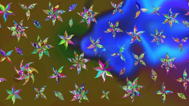 Renkli çiçekli ve yapraklı harika bir çiçek deseni çizmişsin. Moda baskıları için zarif bir şablon. Halk tarzı. Modern çiçek arkaplanı.