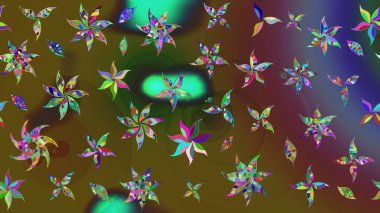 Çiçekli karalama şeklinde Raster çiçek deseni. Raster illüstrasyonu. Nazikçe, yaz çiçekleri renkler üzerinde.