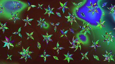 Renkli Bahar Teması eskiz kalıbı. Düz Çiçek Elementleri Tasarımı. Raster..