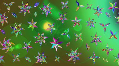 Renkli çiçekler. Raster düz çiçek çizim deseni. Tasarım hediye paketi, tebrik kartları, posterler ve afiş tasarımı.