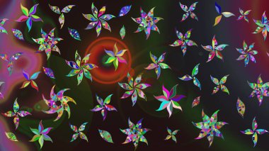 Raster illüstrasyonundaki çiçek desenli çizim. Renklerle. Güzel kumaş deseni. Raster illüstrasyonu.