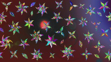 Renkli çiçekler. Çiçek desenli eskiz. Düz Çiçek Elementleri Tasarım Raster illüstrasyonu. Renkli Bahar Teması çizim şablonu.