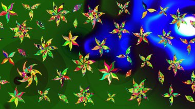 Renkli çiçekler. Raster illüstrasyonunda çiçek deseni çizimi.