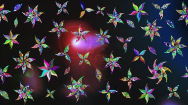 Düz Çiçek Elementleri Tasarımı. Raster illüstrasyonundaki çiçek desenli çizim. Renkli Bahar Teması eskiz kalıbı. Süslü kumaş deseni.