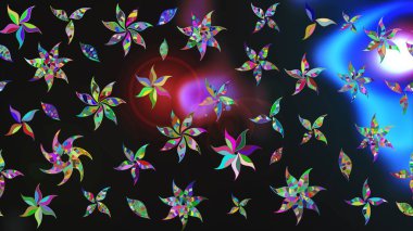 Düz Çiçek Elementleri Tasarımı. Renkli çiçekler. Sevimli çiçek raster deseni. Renk Bahar Teması eskiz şablonu.