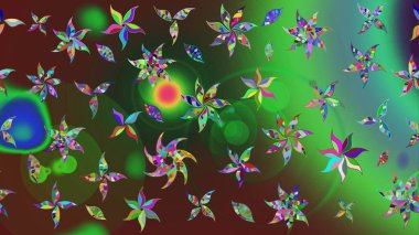 Eskiz arkaplan modeli. Yeşil ve kahverengi çiçekler. Raster hisseleri. Suluboya, elle çizilmiş.