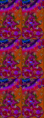 Çiçekli karalama şeklinde Raster çiçek deseni. Nazik, narin çiçek arkaplanı. Kahverengi ve kırmızı renkte çiçekler.