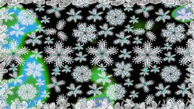 Yapraklı çiçekler ve papatya çiçekli siyah ve gri renkler. Kusursuz bir arka plan modeli. Raster - stok.