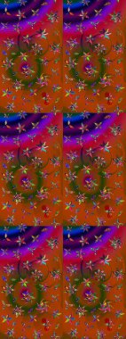 Küçük renkli çiçekler. Küçük çiçekte güzel bir desen. Kahverengi ve kırmızı çiçekli bahar çiçekleri. Moda baskıları için zarif bir şablon. Motley illüstrasyonu.