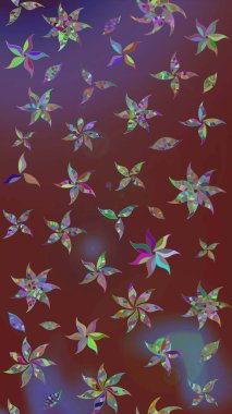 Vadinin çiçekleri kahverengi ve mor renklerde. Raster çiçek desenleri çiziyor..