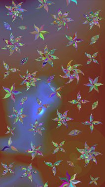 Kahverengi ve nötr renklerde çiçekler. Çiçekli karalama şeklinde Raster çiçek deseni. Yumuşak, yaz çiçekli arka plan.