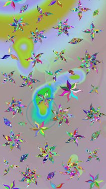 Raster illüstrasyonundaki çiçek desenli çizim. Tarafsız ve gri renkte çiçekler.