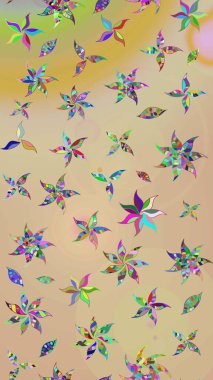 Renkli Bahar Teması eskiz kalıbı. Düz Çiçek Elementleri Tasarımı. Çocuk stili. Çiçekli çizim raster arkaplanı.