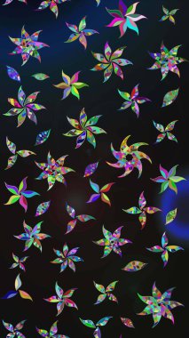 Hediye ambalaj kağıdı, tebrik kartları, posterler ve pankart tasarımı. Raster düz çiçek çizim deseni. Gri ve mavi renkte çiçekler.