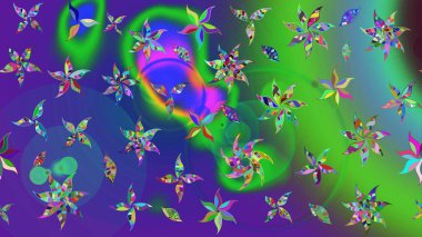 Yeşil ve mor renkli çiçekler. Yumuşak, bahar çiçekli arka plan. Raster çiçek desenli ve çiçekli..