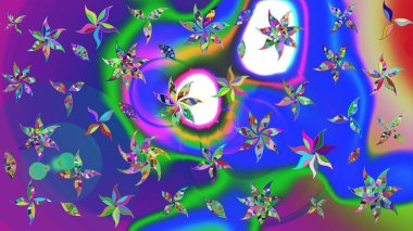 Mavi ve mor renklerde. Çiçekli güzel suluboya desen. Raster illüstrasyonu.