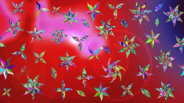 Raster çiçek izi. Çiçek kırmızısı ve pembe çizim deseni. Klasik taslak çizimi.