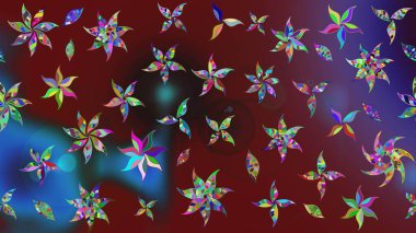 Kahverengi ve kırmızı renklere karalamalar çizilmiş çiçek deseni. Raster illüstrasyonu.