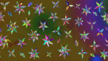 Düz Çiçek Elementleri Tasarımı. Renkli çiçekler. Sevimli çiçek raster deseni. Renk Bahar Teması eskiz şablonu.