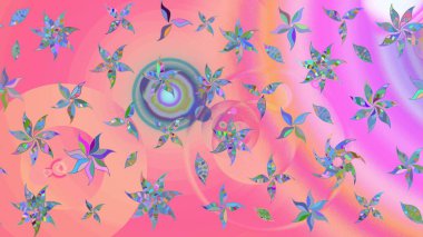 Pembe ve nötr renklerde çiçekler. Nazik romantik baskı. Bahar mevsimi. Raster güzel bir çiçek deseni çizmiş. Tatil havası..