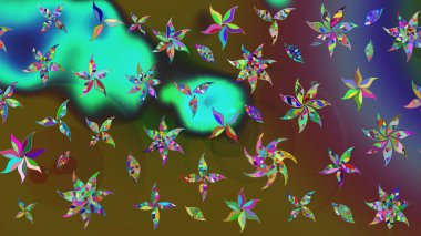 Yeşil ve kahverengi renklerde. Çiçekli tebrik kartı. Suluboya çiçek buketi. Çiçek arkaplan. Doğum günü kartı ya da düğün davetiyesi. Raster illüstrasyonu.