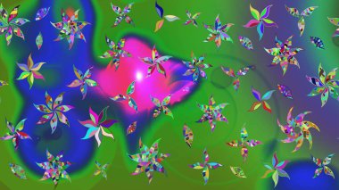 Renkli çiçekler. Çiçekli karalama şeklinde Raster çiçek deseni. Yumuşak, yaz çiçekli arka plan.