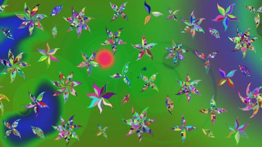 Çiçek arkaplan. Çiçek duvar kâğıdı. Renkli tekstil tarzında. Renkli çizim kalıbı. Raster illüstrasyonu.