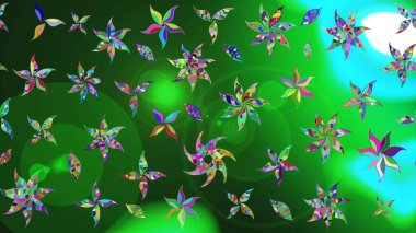 Çiçeksel çizim kalıbının yansıması. Vadinin renkleri.