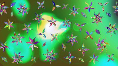 Raster illüstrasyonu. Renkli çiçekler. Şirin çiçek elementleri. Çizim.