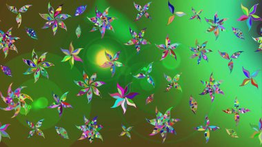 Renkli çiçekler. Raster düz çiçek çizim deseni. Tasarım hediye paketi, tebrik kartları, posterler ve afiş tasarımı.