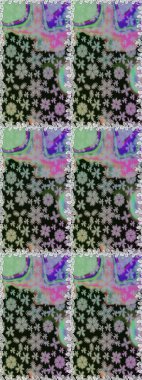 Patlayan çiçekler soyut olarak yerleştirilmiş. Raster deseni. Raster illüstrasyonu. Gri ve nötr renklerde bahar çiçekleri.