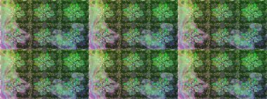 Yeşil ve nötr renklerde çiçekler. Raster illüstrasyonu. Tropik, dikişsiz çiçek deseni..