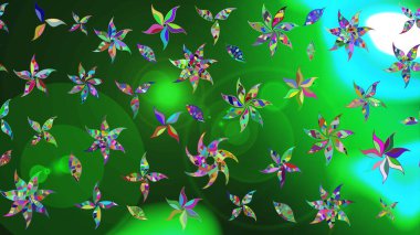 Çiçeksel çizim kalıbının yansıması. Vadinin renkleri.