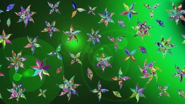 Raster illüstrasyonu. Asyalı tekstil renkleri. Çiçek desenini çiz.