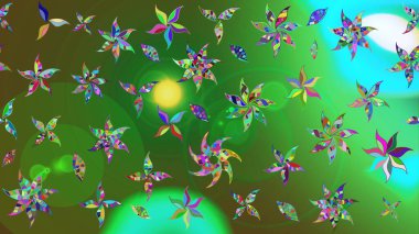 Çiçek. Raster illüstrasyonu. Renklerle. Taslak dekoratif arka plan, çiçek mandala.