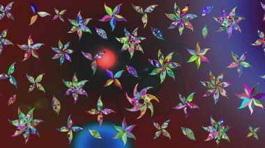 Çiçek desenli çizim. Raster illüstrasyonu. Renkli çiçekler. Asya tekstil tarzında. Raster illüstrasyonu.