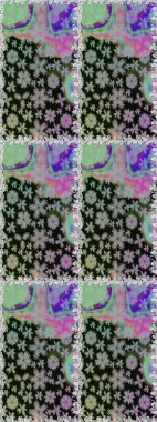 Patlayan çiçekler soyut olarak yerleştirilmiş. Raster deseni. Raster illüstrasyonu. Gri ve nötr renklerde bahar çiçekleri.