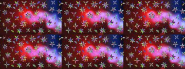 Raster illüstrasyonu. Kahverengi ve kırmızı renkte kahverengi ve kırmızı papatya deseni. Kahverengi ve kırmızı renklerde.