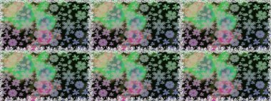 Raster illüstrasyonu. El çizimi çiçekli, soyut, pürüzsüz desen. Gri ve nötr renkte çiçekler.