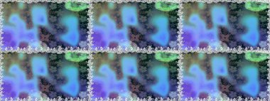 Mavi ve gri renkte çiçekler. Raster illüstrasyonunda kusursuz çiçek deseni.