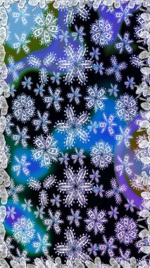 Raster deseni. Bahar çiçekleri dallı desen, mavi ve siyah renkler çiçekli siluet.