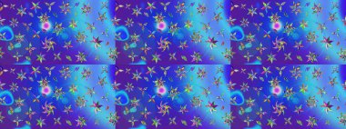 Eskiz arkaplan modeli. Vadinin mavi ve mor renkli çiçekleri. Suluboya, elle çizilmiş. Raster - stok.