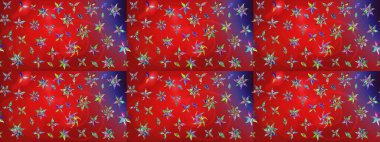 Kırmızı ve menekşe çiçekli eskiz deseni, suluboya çiçek deseni, şirin çiçek, duvar kağıdı, kart veya kumaş için fayanslı. Raster - stok.