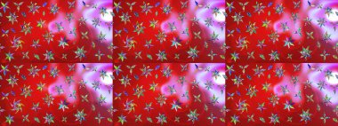 Küçük çiçekteki sevimli çiçek deseni. Kırmızı ve pembe renkte çiçekler. Raster illüstrasyonu.