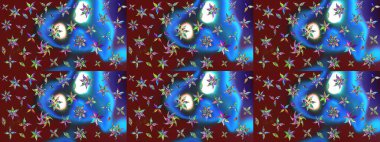 Çiçekli karalama şeklinde Raster çiçek deseni. Nazik, yaz çiçekleri mavi ve kırmızı renklerde. Raster illüstrasyonu.